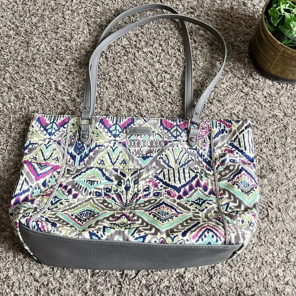 Sakroots Artists Circle Slate Brave Beauty Med Metro Tote Shoulder Bag New